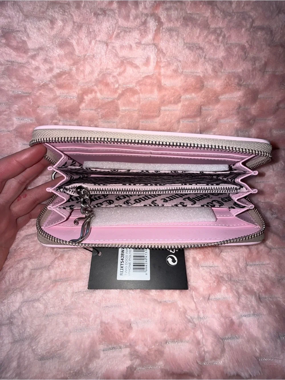 Juicy Couture UK Long Wallet Beige / Pink **Born In Glamorous USA** design! NWT! - Picture 9 of 10